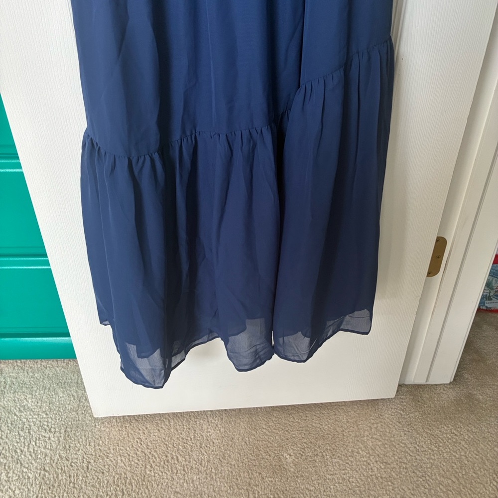 Elegant Navy Blue Halter Maxi Dress - Picture 7 of 9